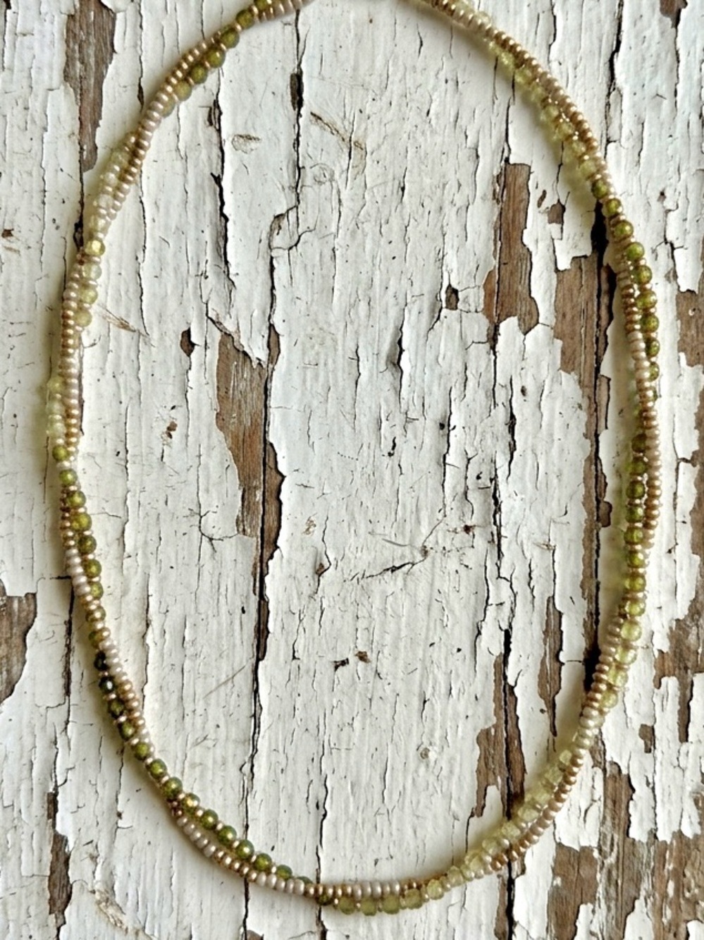 Double Strand Green Ombre Cubic Zirconia Beaded Necklace